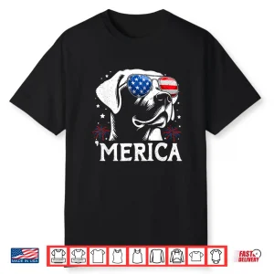 Labrador Retriever 4Th Of July Merica Patriotic Dog Tee Shirt