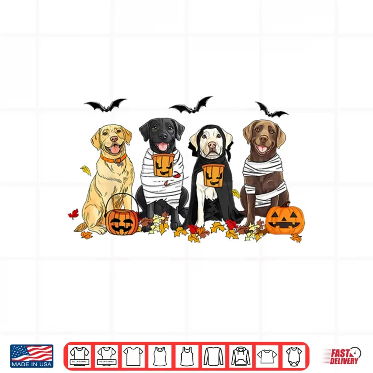Design Labrador Retriever Dogs Ghost Witch Mummy Halloween Pumpkins Shirt