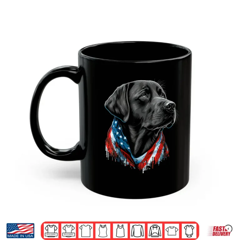 Mug USA 4th Of July black Patriotic American Labrador Retriever Shirt