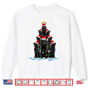 Black Labrador Santa Christmas Tree Lights Xmas Dog Dogmas Shirt