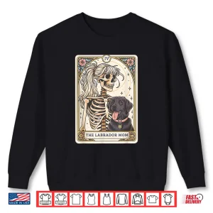 Black Lab Mom Tarot Card Black Labrador Skeleton Halloween Shirt