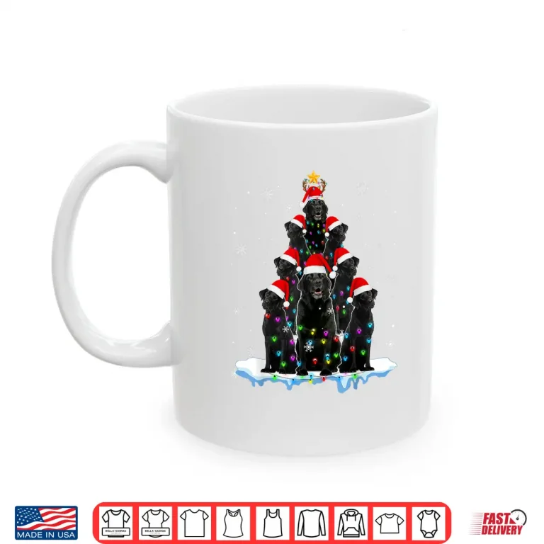 Mug Black Labrador Santa Christmas Tree Lights Xmas Dog Dogmas Shirt