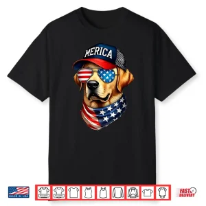Yellow Labrador Retriever 4Th Of July Merica Usa Flag Lab Shirt