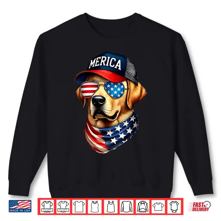 Sweatshirt Yellow Labrador Retriever 4th of July Merica USA Flag Lab Shirt