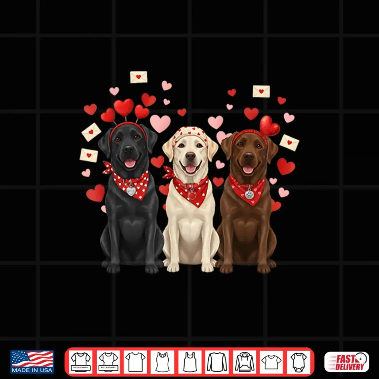 Design Three Labrador Retriever Valentines Dog Lover Heart Shirt