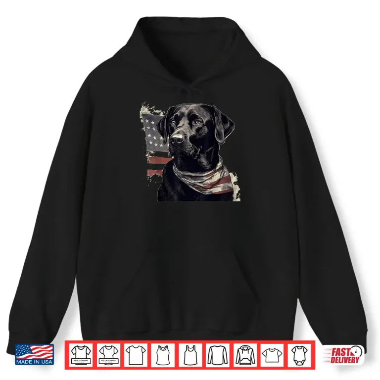 Hoodie American USA Flag Lab Owner Black Labrador Retriever Shirt