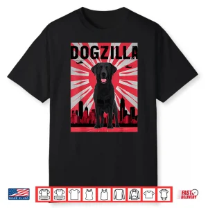 Funny Retro Japanese Dogzilla Black Labrador Retriever Shirt