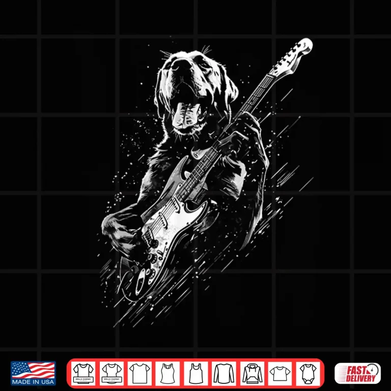 Design Labrador Retriever Dog Playing Electric Guitar Rock Dog Dad Shirt