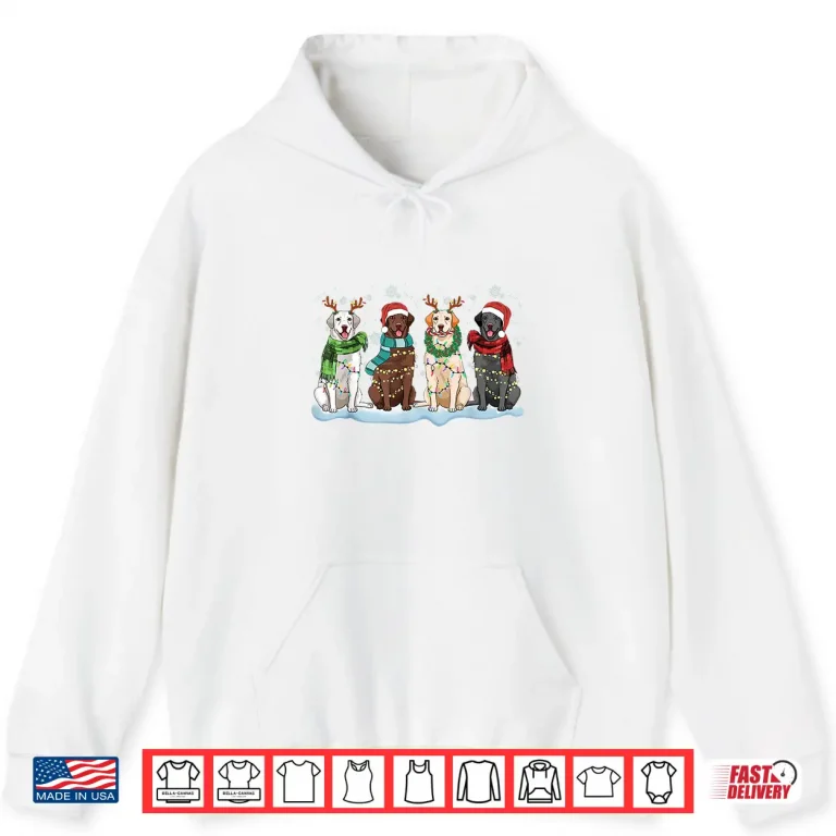 Hoodie Santa Hat Labrador Retriever Reindeer Tree Light Christmas Shirt