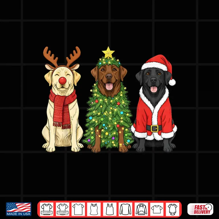 Design Retro Christmas Labrador Retriever Santa Reindeer Dog Lover Shirt