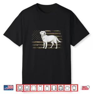 White Lab American Flag White Labrador Retriever Shirt