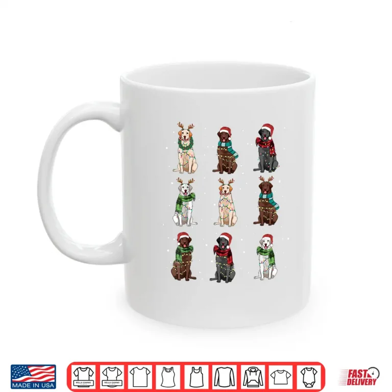 Mug Christmas Lights Labrador Dog Lover Funny Xmas Dogs PJ Gifts Shirt
