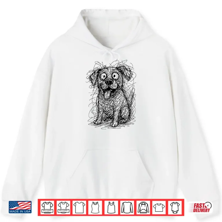 Hoodie Dog Abstract Art Portrait Drawing Whimsical Dog Lovers Shirt