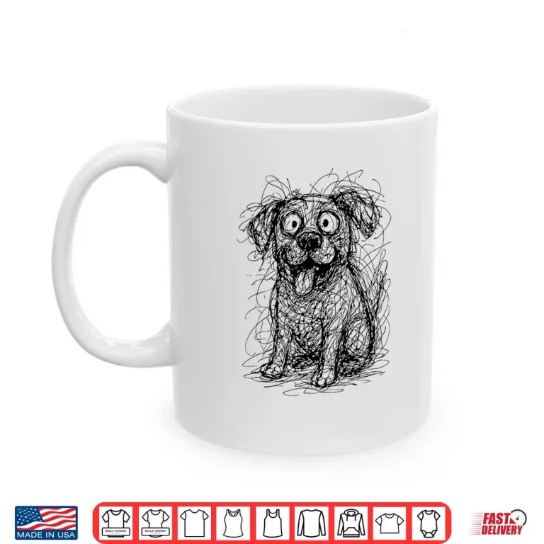 Mug Dog Abstract Art Portrait Drawing Whimsical Dog Lovers Shirt