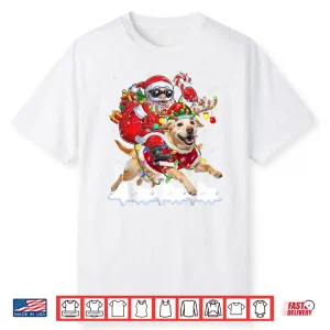 Santa Riding Labrador Retriever Christmas Lights Dog Xmas Shirt
