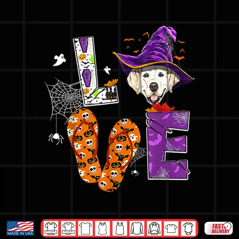 Design Golden Labrador Retriever halloween witch hat lab lover Shirt