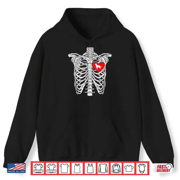 Hoodie Skeleton Rib Cage Labrador Retriever Dog Halloween Shirt