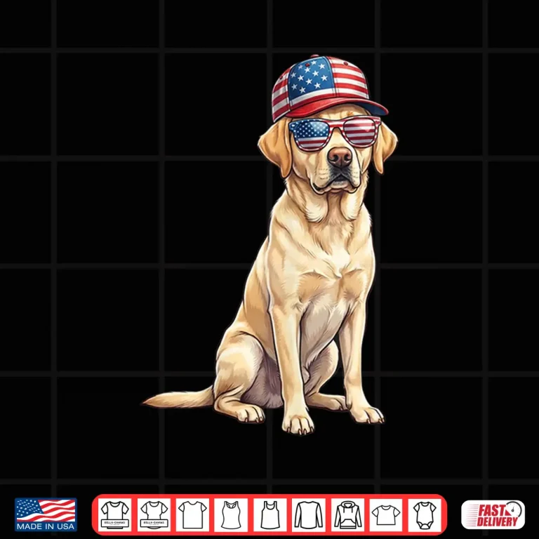 Design American Flag Labrador Retriever Dog Yellow Lab Patriotic Shirt 1