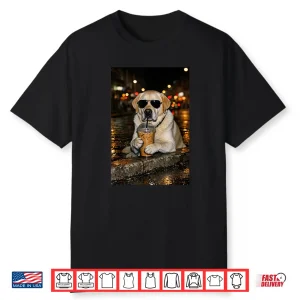Funny Labrador Retriever Drinking Iced Coffee Cute Dog Shirt