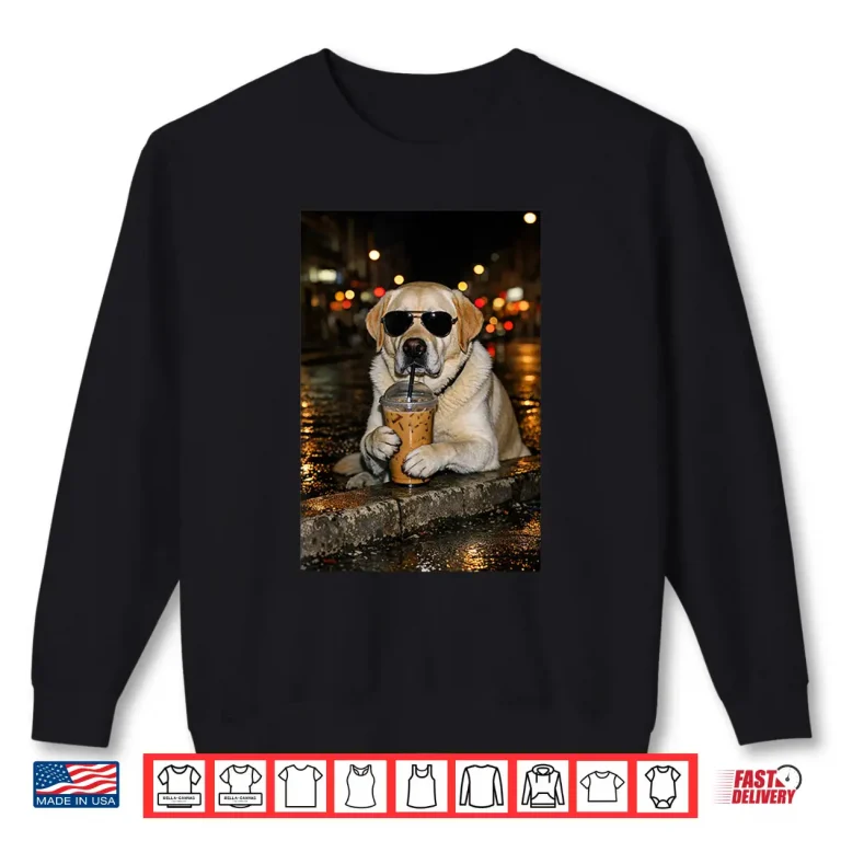 Sweatshirt Funny Labrador Retriever Drinking Iced Coffee Cute Dog Shirt 1
