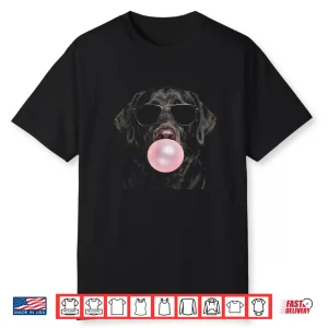Labrador Retriever Blowing A Bubble Sunglasses Cool Lab Dog Shirt