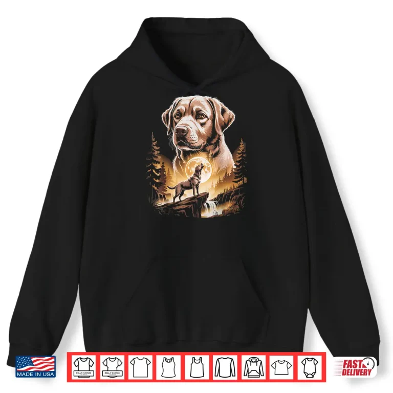 Hoodie Howling Labrador Retriever Moonlit Forest Shirt 1