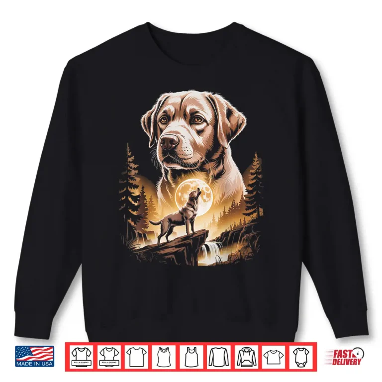 Sweatshirt Howling Labrador Retriever Moonlit Forest Shirt 1