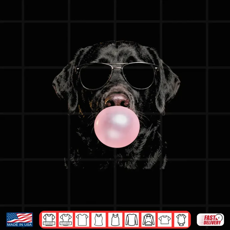 Design Labrador Retriever Blowing A Bubble Sunglasses Cool Lab Dog Shirt