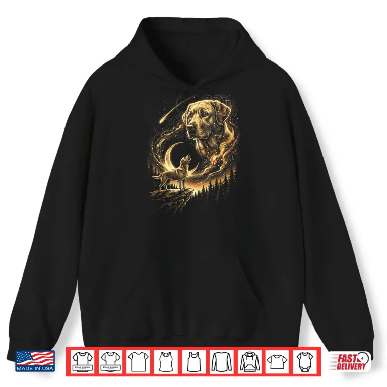 Hoodie Labrador Retriever to The Moon Vintage 90s Retro Animal Dog Shirt