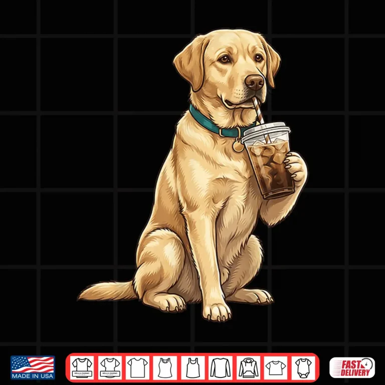 Design Labrador Retriever Iced Coffee Lover Funny Dog Shirt 1