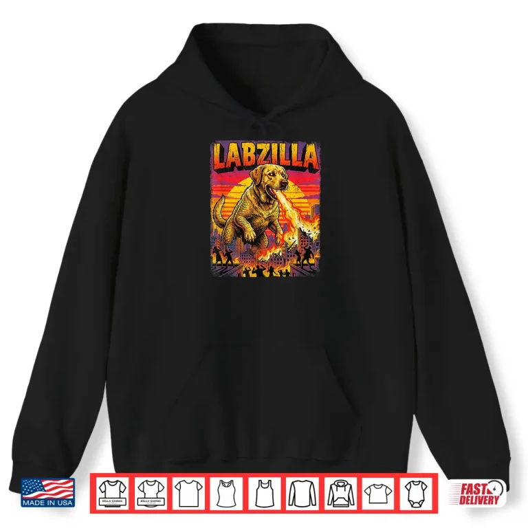 Hoodie Labzilla Giant Yellow Labrador Retriever Dog Monster Parody Shirt