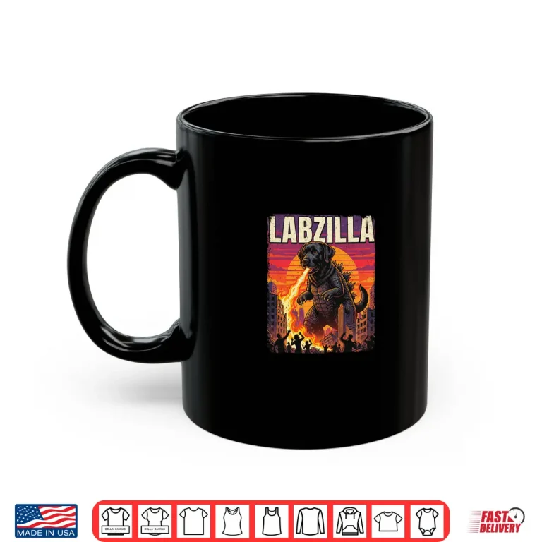 Mug Labzilla Giant Black Labrador Retriever Dog Monster Parody Shirt 1
