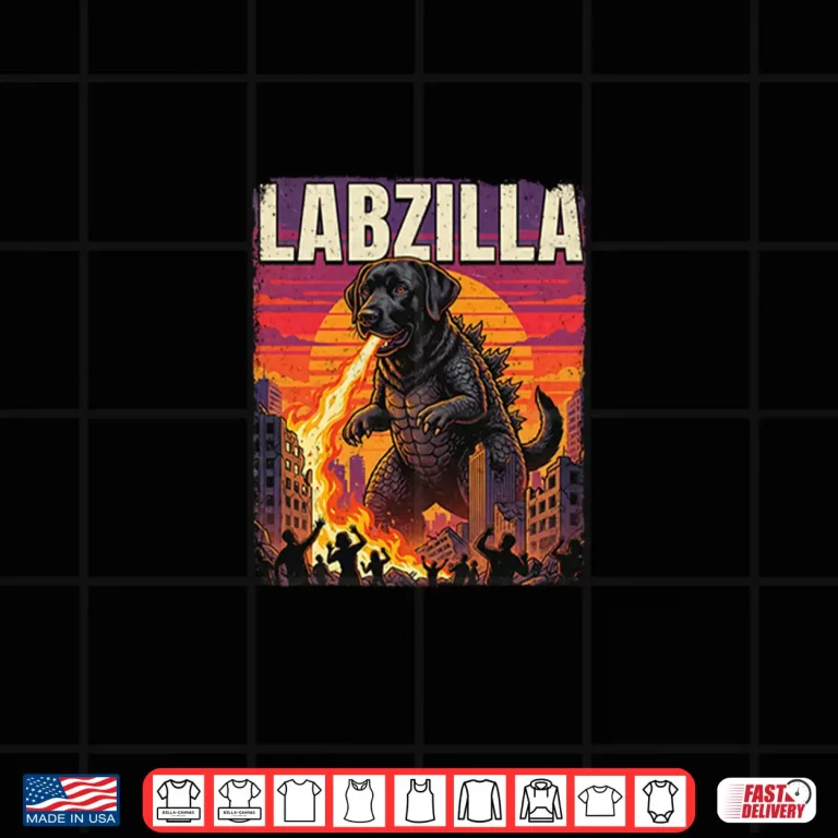 Design Labzilla Giant Black Labrador Retriever Dog Monster Parody Shirt 1