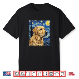 Starry Night Yellow Labrador Impressionist Art Van Gogh Shirt