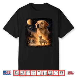 Vintage 90S Labrador Retriever Howling At The Moon Retriever Shirt