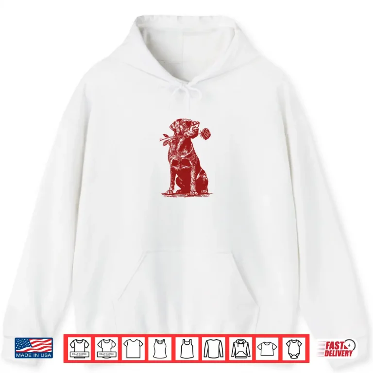 Hoodie Valentine Labrador Retriever Dog with Heart Sunglasses Rose Shirt 1