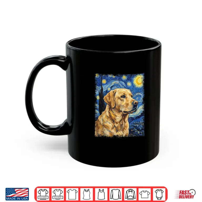 Mug Starry Night Yellow Labrador Impressionist Art Van Gogh Shirt 1