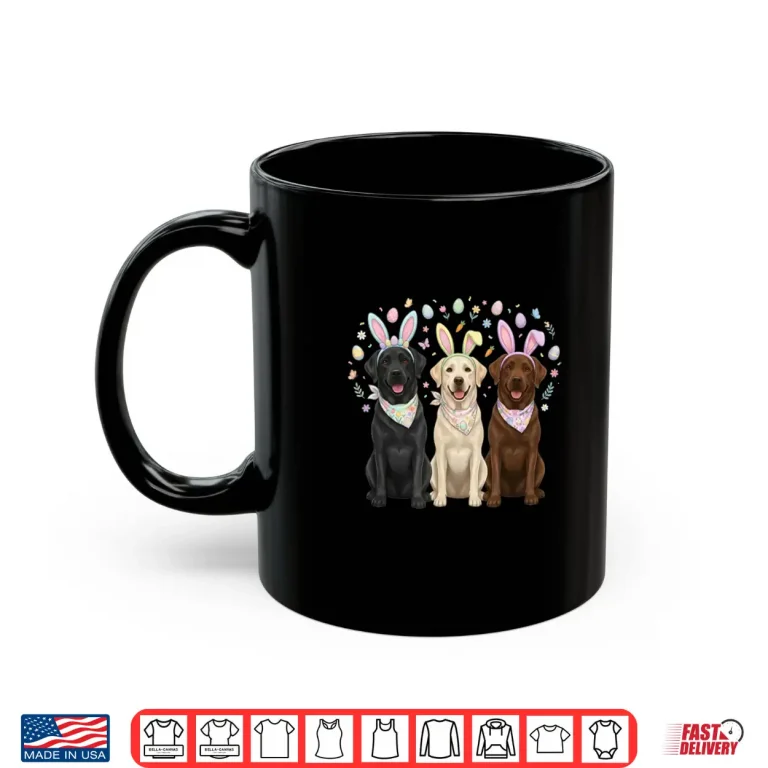Mug Three Labrador Retriever Easter Bunny Dog Lover Shirt 1
