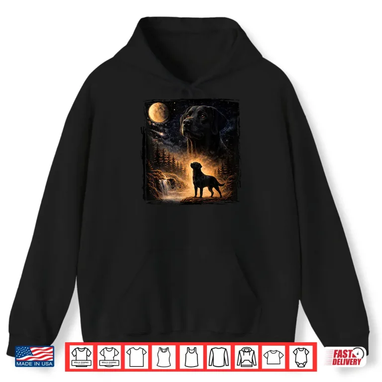 Hoodie Vintage 90s Black Labrador Retriever Howling at The Moon Shirt 1