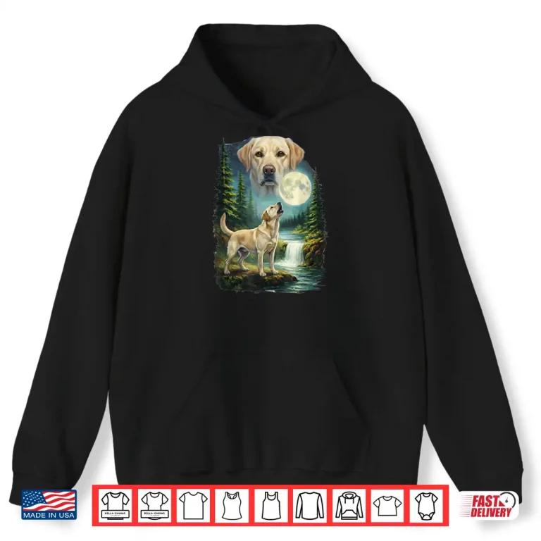 Hoodie Vintage Night Labrador Retriever Howling Moon Retro Dog Art Shirt