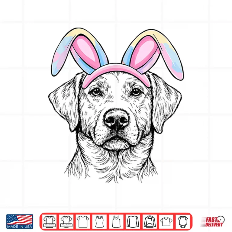 Design Vintage Labrador Retriever Easter Bunny Ears Retriever Dog Shirt