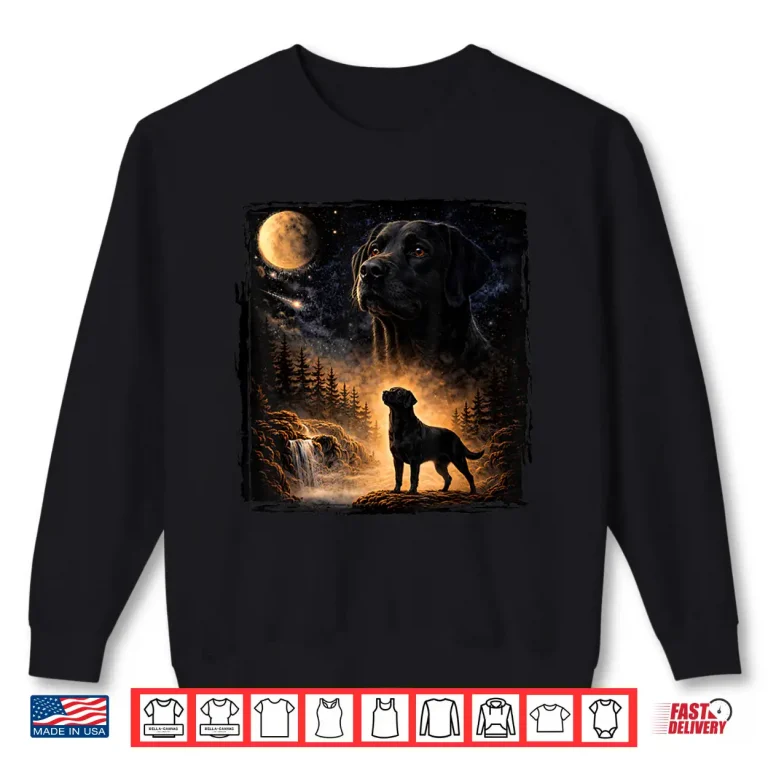 Sweatshirt Vintage 90s Black Labrador Retriever Howling at The Moon Shirt 1