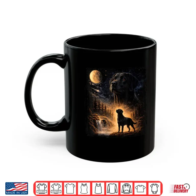 Mug Vintage 90s Black Labrador Retriever Howling at The Moon Shirt 1