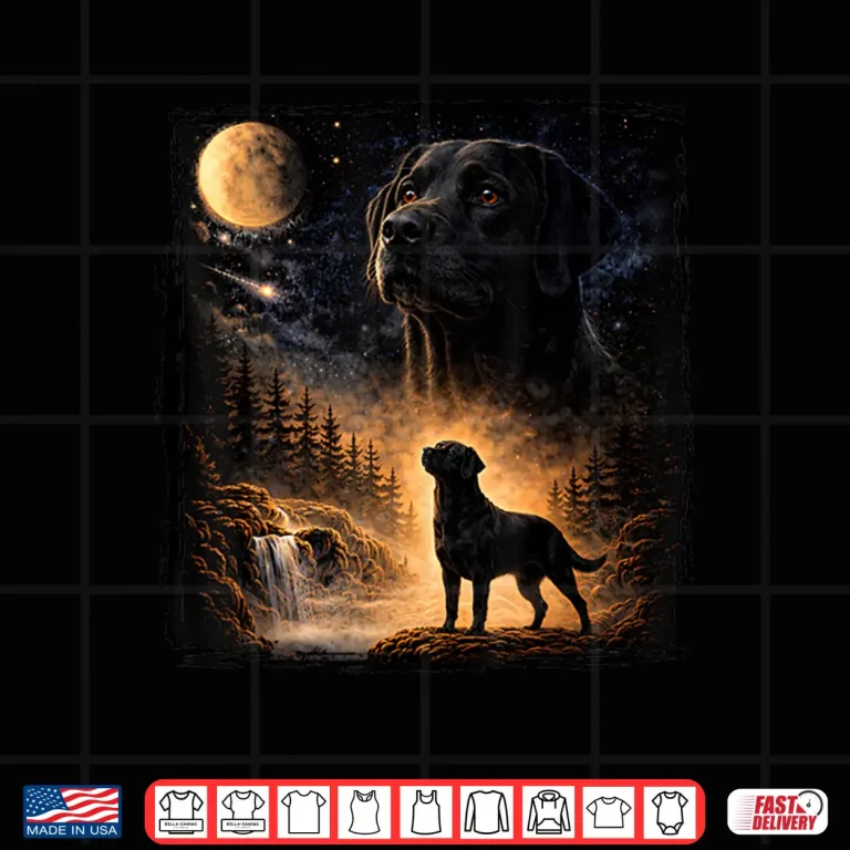 Design Vintage 90s Black Labrador Retriever Howling at The Moon Shirt 1