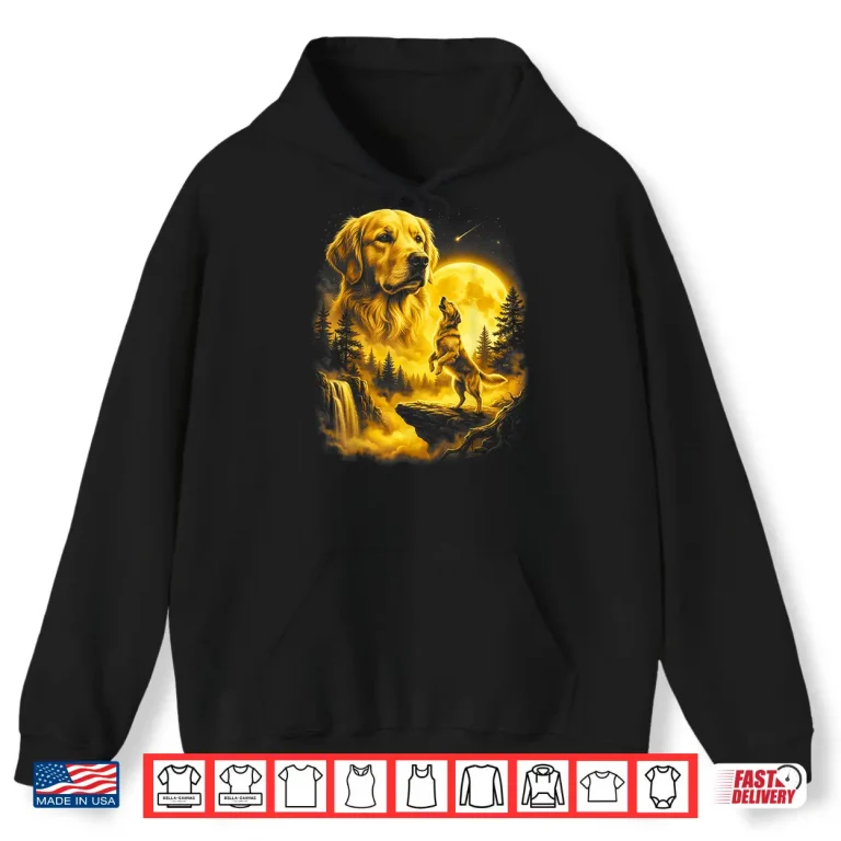 Hoodie Yellow Labrador Retriever Howling to The Moon Art Lab Owner Shirt 1
