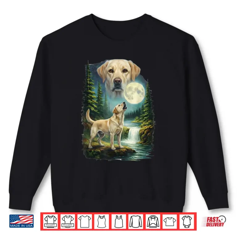 Sweatshirt Vintage Night Labrador Retriever Howling Moon Retro Dog Art Shirt 1