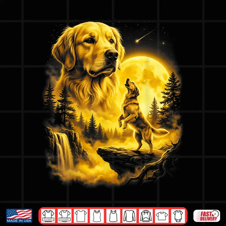 Design Yellow Labrador Retriever Howling to The Moon Art Lab Owner Shirt 1
