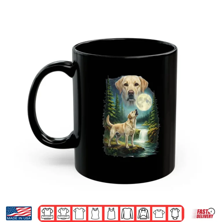 Mug Vintage Night Labrador Retriever Howling Moon Retro Dog Art Shirt 1