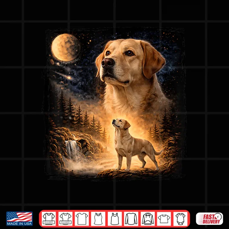 Design Vintage 90s Labrador Retriever Howling at The Moon Retriever Shirt 1