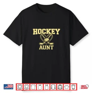 Hockey Aunt Black Gold Graphic Design Distressed Game Day Shirt